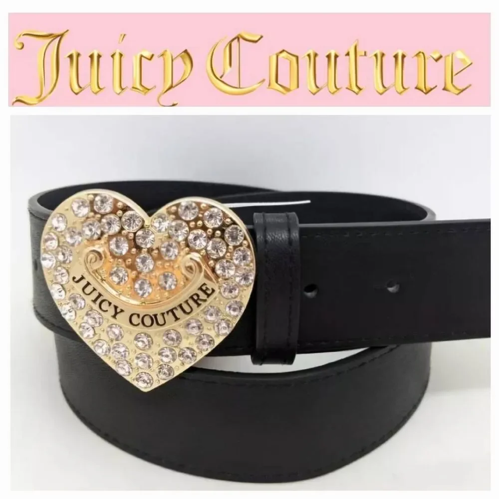 Juicy Couture Logo Rhinestone‎ Heart Buckle Belt